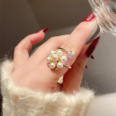 New Pearl Rhinestone Fashion Ring