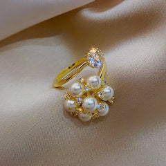 New Pearl Rhinestone Fashion Ring